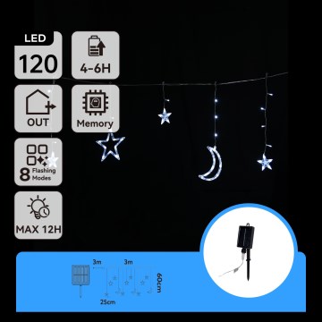 Aigostar - LED solarni božićni niz 120xLED/8 funkcija 3x0,6m 500 mAh IP65 hladno bijela