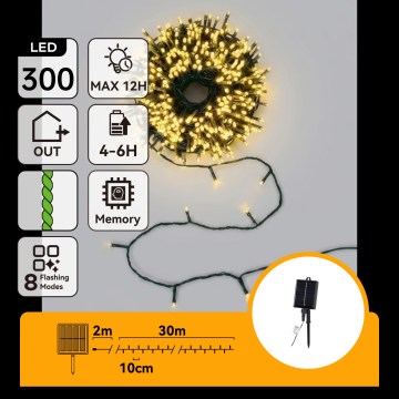 Aigostar - LED solarni božićni niz 300xLED/8 funkcija 32m IP65 topla bijela 1200 mAh