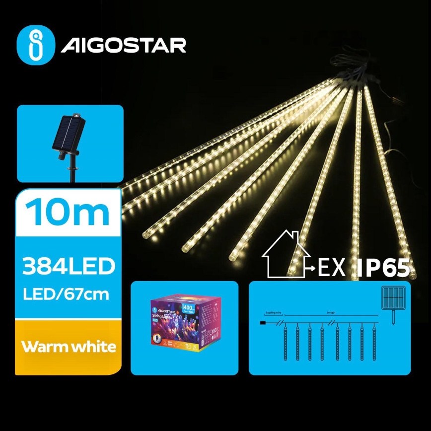 Aigostar - LED Solarni božićni svjetlosni lanac 384xLED/13m IP65 topla bijela