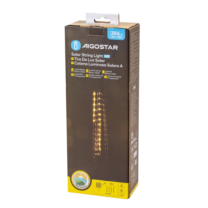 Aigostar - LED Solarni božićni svjetlosni lanac 384xLED/13m IP65 topla bijela