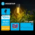 Aigostar - LED Solarni dekorativni lanac 10xLED/8 funkcija 10,5m IP65 topla bijela