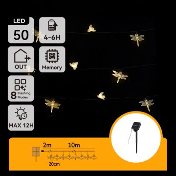 Aigostar - LED solarni dekorativni lanac 50xLED/8 funkcija 10 m 800 mAh IP65 topla bijela