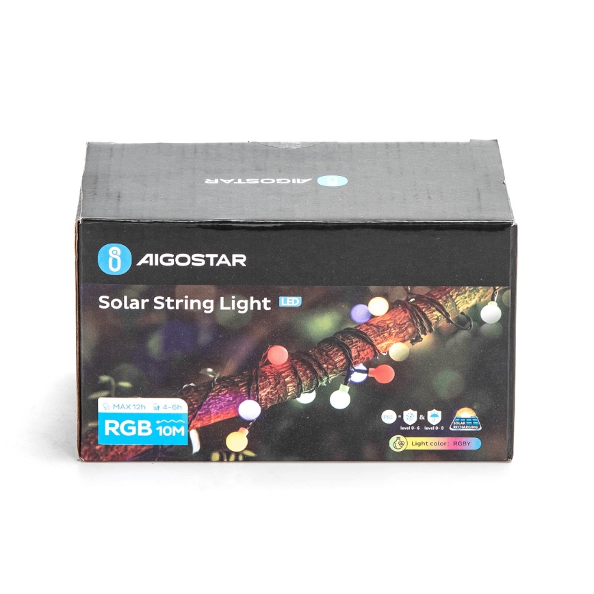 Aigostar - LED solarni dekorativni lanac 50xLED/8 funkcija 12m IP65 800 mAh višebojno