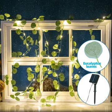 Aigostar - LED Solarni lanac 100xLED/12m IP65 topla bijela eukaliptus