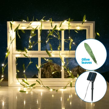 Aigostar - LED Solarni lanac 100xLED/12m IP65 topla bijela olive