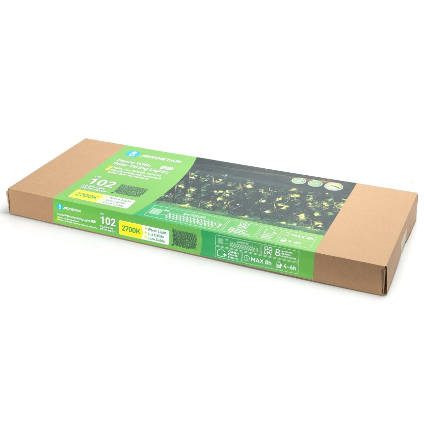 Aigostar - LED Solarni lanac 102xLED/2x0,7m IP65 topla bijela ivy