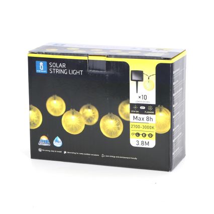 Aigostar - LED Solarni lanac 10xLED/3,8m IP44 600 mAh topla bijela