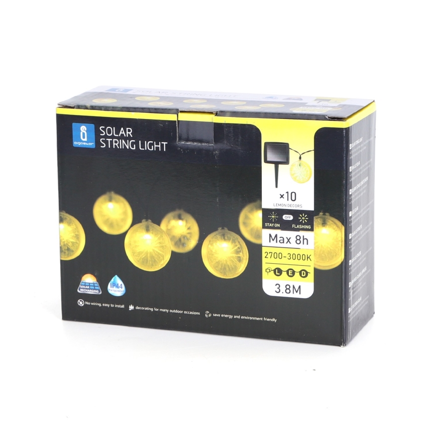 Aigostar - LED Solarni lanac 10xLED/3,8m IP44 600 mAh topla bijela