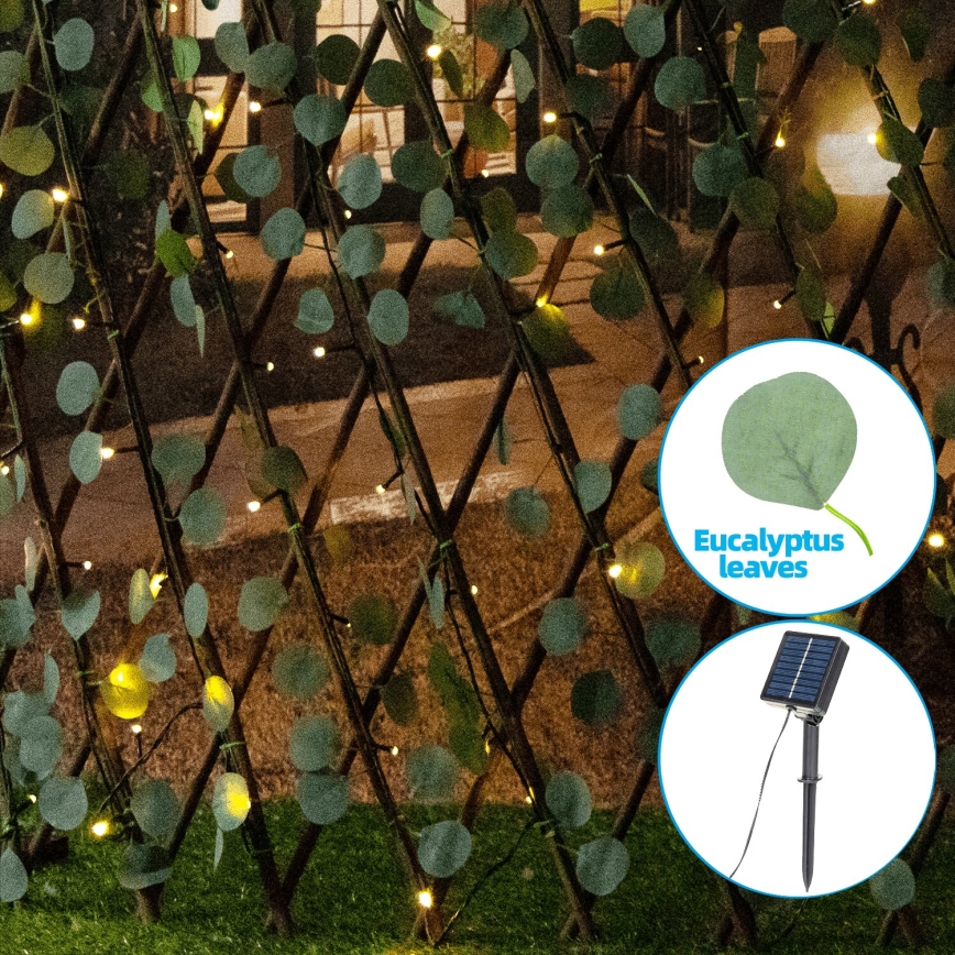 Aigostar - LED Solarni lanac 148xLED/2x1,2m IP65 topla bijela eukaliptus