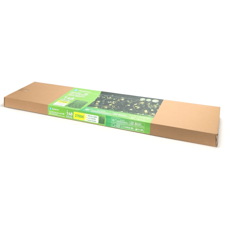 Aigostar - LED Solarni lanac 148xLED/2x1,2m IP65 300 mAh topla bijela ivy