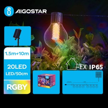 Aigostar - LED solarni lanac 20xLED/8 funkcija 11,5 m IP65 višebojni