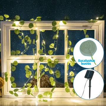 Aigostar - LED Solarni lanac 50xLED/7m IP65 topla bijela eukaliptus