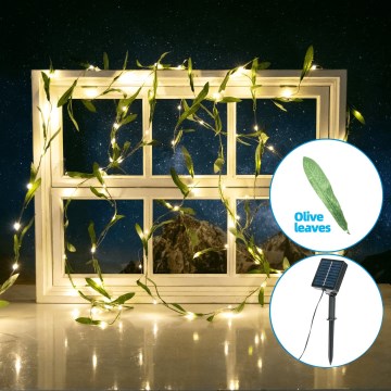 Aigostar - LED Solarni lanac 50xLED/7m IP65 topla bijela olive