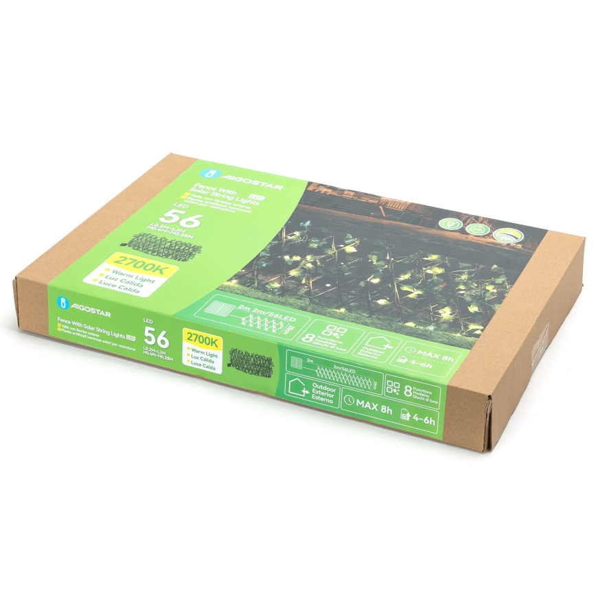 Aigostar - LED Solarni lanac 56xLED/2x0,4m IP65 topla bijela ivy