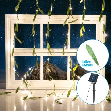 Aigostar - LED Solarni lanac 70xLED/4x1m IP65 topla bijela olive