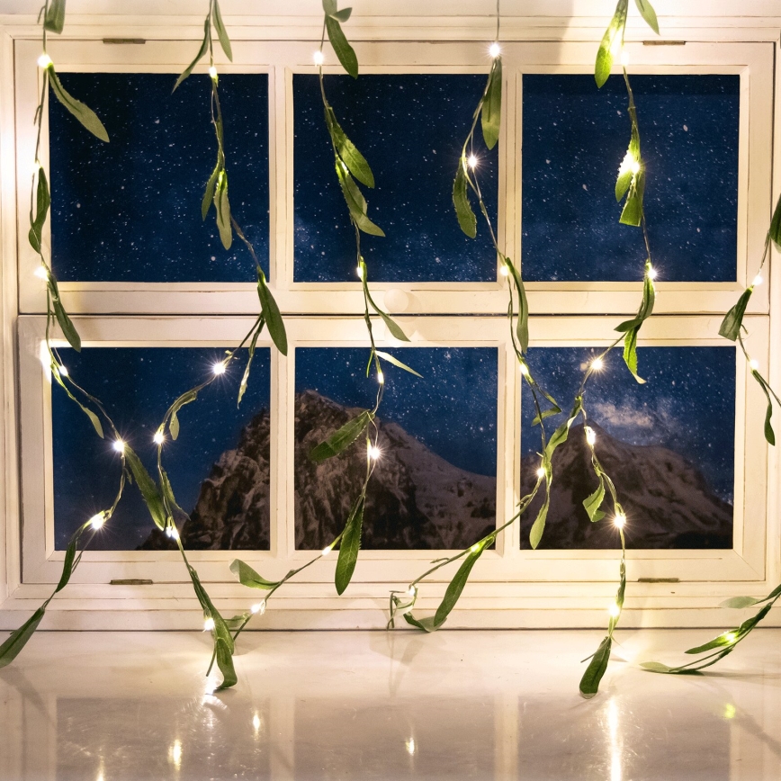 Aigostar - LED Solarni lanac 70xLED/4x1m IP65 topla bijela olive