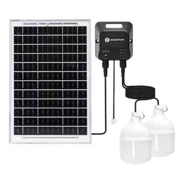 Aigostar - LED solarni luster 2xLED/35W/12V 6000 mAh 6500K IP65 Ø 10 cm + daljinski upravljač