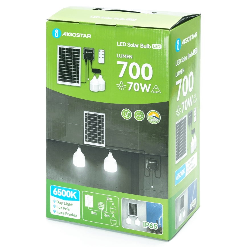 Aigostar - LED solarni luster 2xLED/35W/12V 6000 mAh 6500K IP65 Ø 10 cm + daljinski upravljač