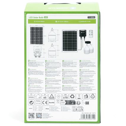 Aigostar - LED solarni luster 2xLED/35W/12V 6000 mAh 6500K IP65 Ø 10 cm + daljinski upravljač