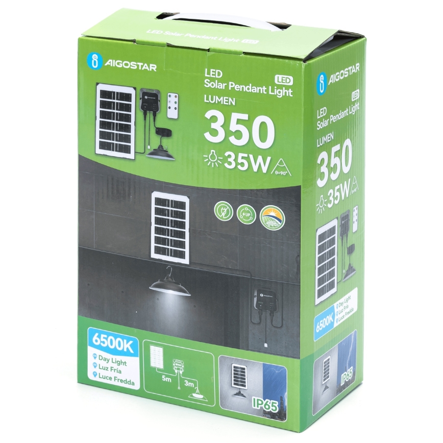 Aigostar - LED solarni luster LED/35W/12V 3000 mAh 6500K IP65 promjer 15 cm + daljinski upravljač