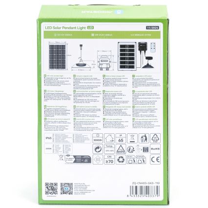 Aigostar - LED solarni luster LED/35W/12V 3000 mAh 6500K IP65 promjer 15 cm + daljinski upravljač