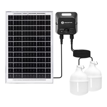 Aigostar - LED solarni luster s senzorom 2xLED/35W/12V 6000 mAh 6500K IP65 Ø 10 cm + daljinski upravljač