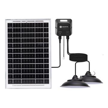 Aigostar - LED solarni luster sa senzorom 2xLED/35W/12V 6000 mAh 6500K IP65 promjer 15 cm + daljinski upravljač