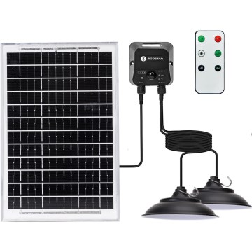 Aigostar - LED solarni luster sa senzorom 2xLED/35W/12V 6000 mAh 6500K IP65 promjer 15 cm + daljinski upravljač