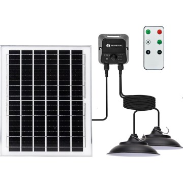 Aigostar - LED solarni luster sa senzorom 2xLED/70W/12V 12000 mAh 6500K IP65 Ø 23,5 cm + daljinsko upravljanje