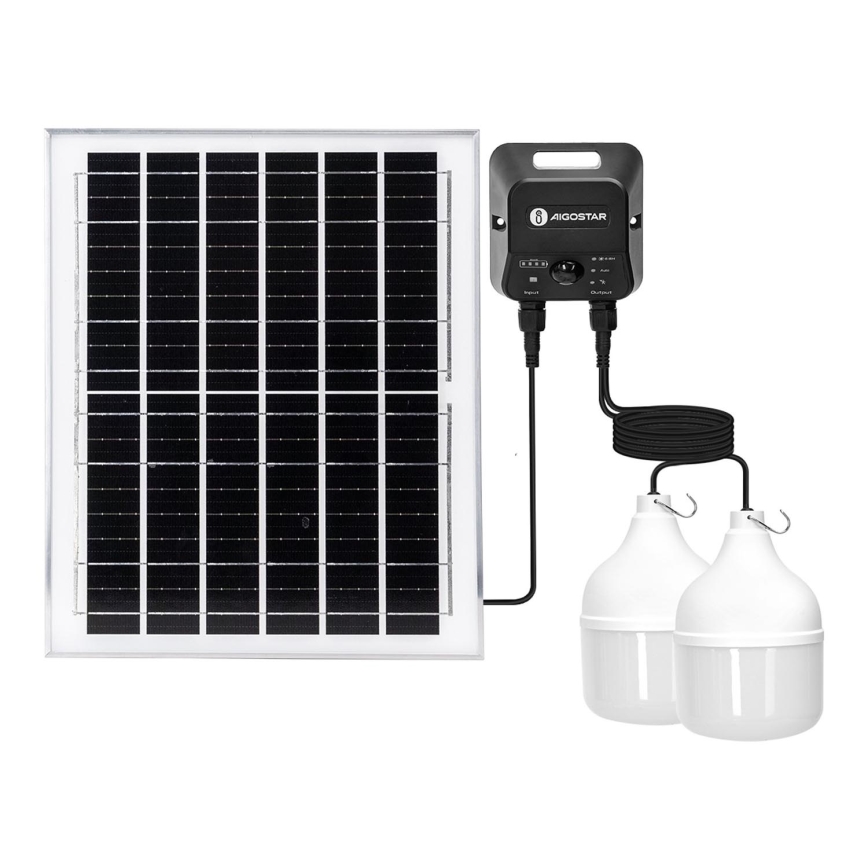 Aigostar - LED Solarni luster sa senzorom 2xLED/70W/12V 12000 mAh 6500K pr. 12 cm + daljinski upravljač