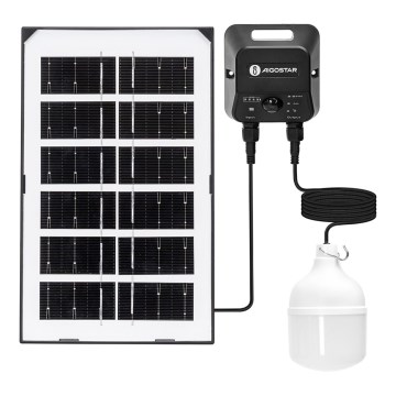 Aigostar - LED solarni luster sa senzorom LED/35W/12V 3000 mAh 6500K IP65 Ø 10 cm + s daljinskim upravljačem