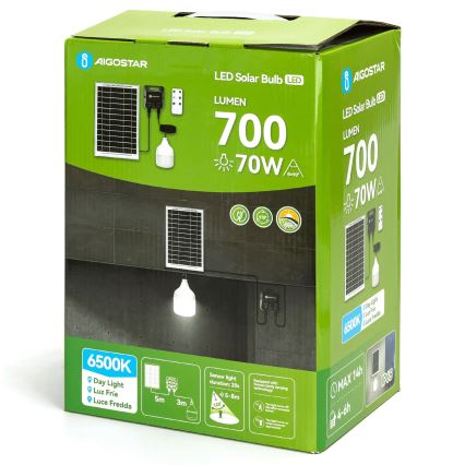 Aigostar - LED solarni luster sa senzorom LED/70W/12V 6000 mAh 6500K IP65 Ø 12 cm + daljinski upravljač