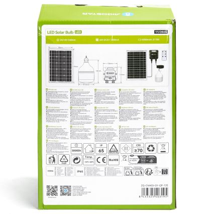 Aigostar - LED solarni luster sa senzorom LED/70W/12V 6000 mAh 6500K IP65 Ø 12 cm + daljinski upravljač