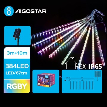 Aigostar - LED solarni niz 384xLED/13m IP65 1200 mAh višebojan