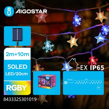 Aigostar - LED solarni niz 50xLED/8 funkcija 800 mAh 12m IP65 višebojno