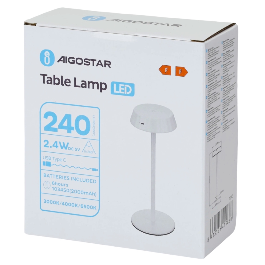 Aigostar - LED stolna lampa AMBIENT, s mogućnošću prigušivanja LED/2,4W/5V 3000-6500K bijela