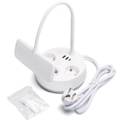 Aigostar - LED stolna lampa s dimmerom, utičnicama i USB LED/4,6W/230V 3000/4000/6500K bijela