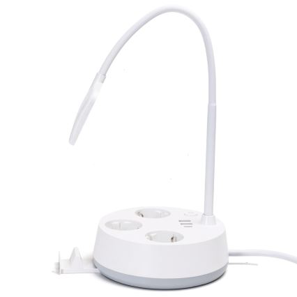 Aigostar - LED stolna lampa s dimmerom, utičnicama i USB LED/4,6W/230V 3000/4000/6500K bijela
