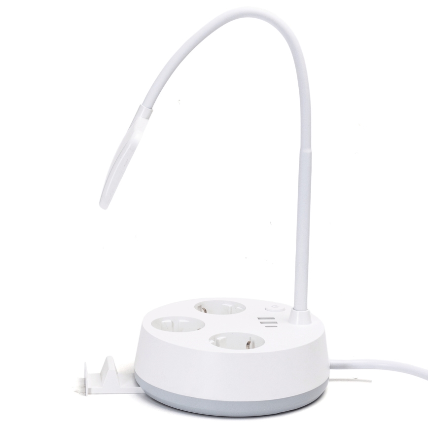 Aigostar - LED stolna lampa s dimmerom, utičnicama i USB LED/4,6W/230V 3000/4000/6500K bijela