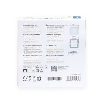 Aigostar - LED Stropna nadgradna svjetiljka LED/12W/230V 17,3x17,3 cm 3000K bijela