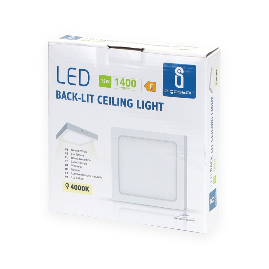 Aigostar - LED Stropna nadgradna svjetiljka LED/12W/230V 17,3x17,3 cm 4000K bijela