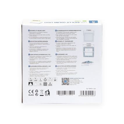 Aigostar - LED Stropna nadgradna svjetiljka LED/12W/230V 17,3x17,3 cm 4000K bijela
