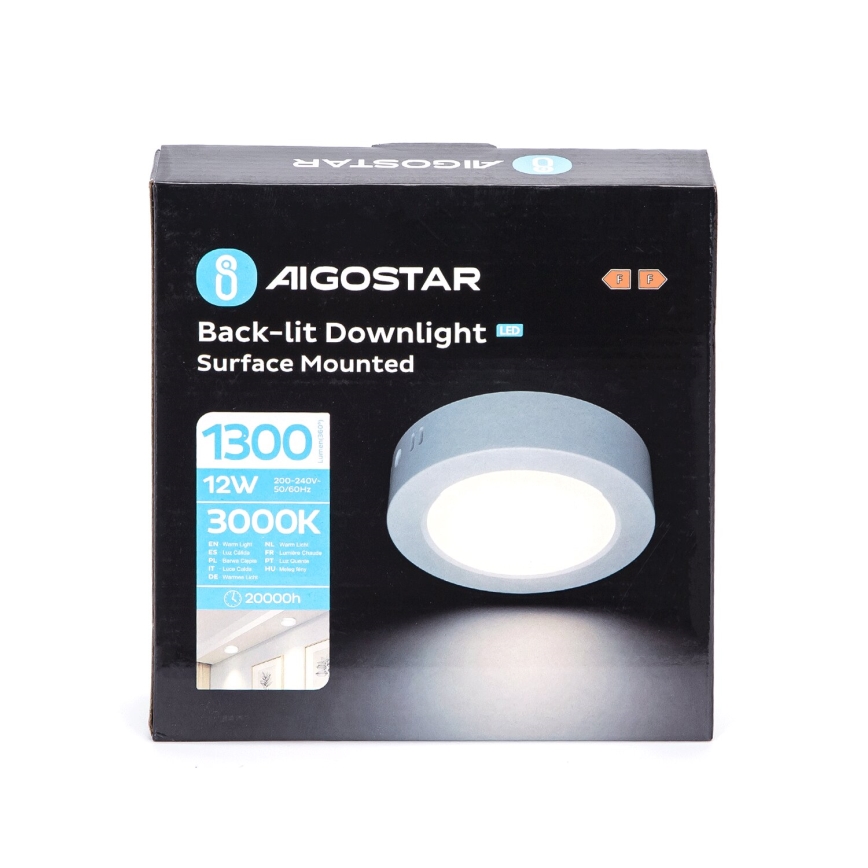Aigostar - LED Stropna nadgradna svjetiljka LED/12W/230V pr. 17,4 cm 3000K bijela