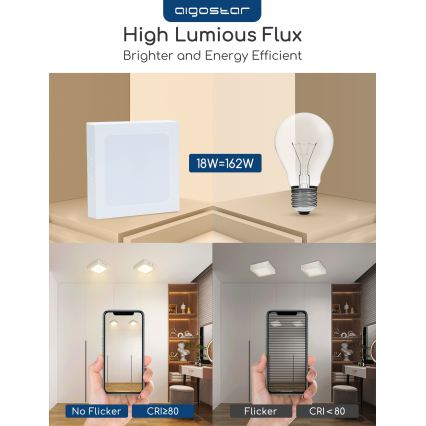 Aigostar - LED stropna nadgradna svjetiljka LED/18W/230V 3000K 22,6x22,6 cm bijela
