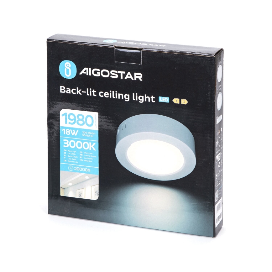 Aigostar - LED Stropna nadgradna svjetiljka LED/18W/230V pr. 22,6 cm 3000K bijela