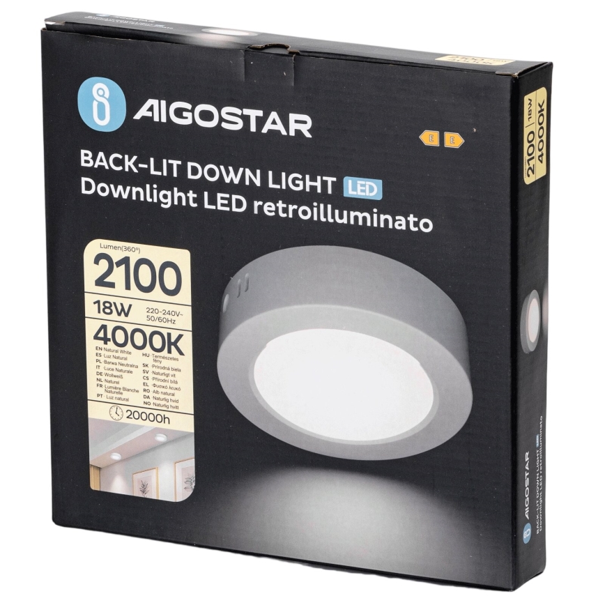 Aigostar - LED Stropna nadgradna svjetiljka LED/18W/230V pr. 22,6 cm 4000K bijela
