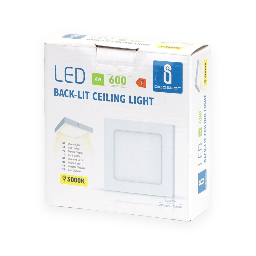 Aigostar - LED Stropna nadgradna svjetiljka LED/6W/230V 12,2x12,2 cm 3000K bijela