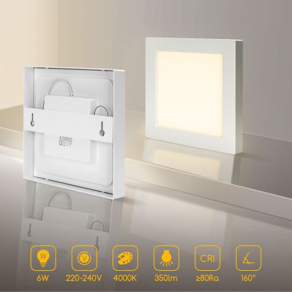 Aigostar - LED stropna nadgradna svjetiljka LED/6W/230V 4000K 12,2x12,2 cm bijela
