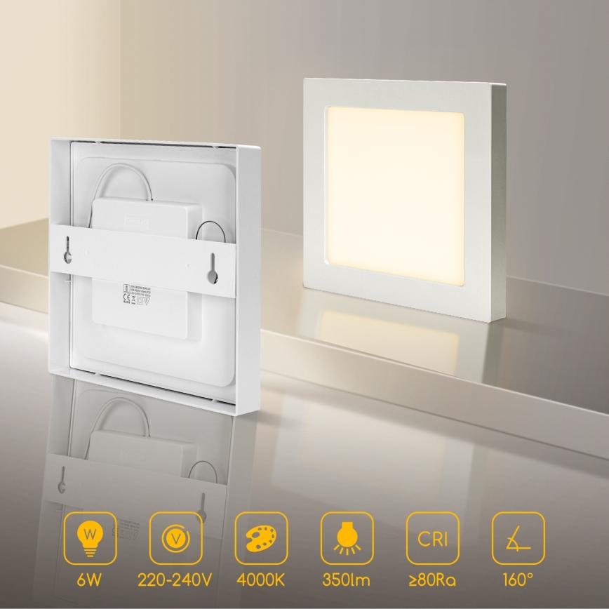 Aigostar - LED stropna nadgradna svjetiljka LED/6W/230V 4000K 12,2x12,2 cm bijela