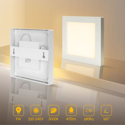 Aigostar - LED stropna nadgradna svjetiljka LED/9W/230V 3000K 12,2x12,2 cm bijela